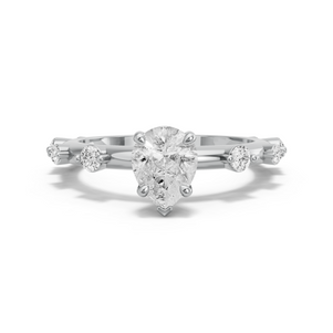 Image for Pear Six Prong diamond Ring with Floating Station band