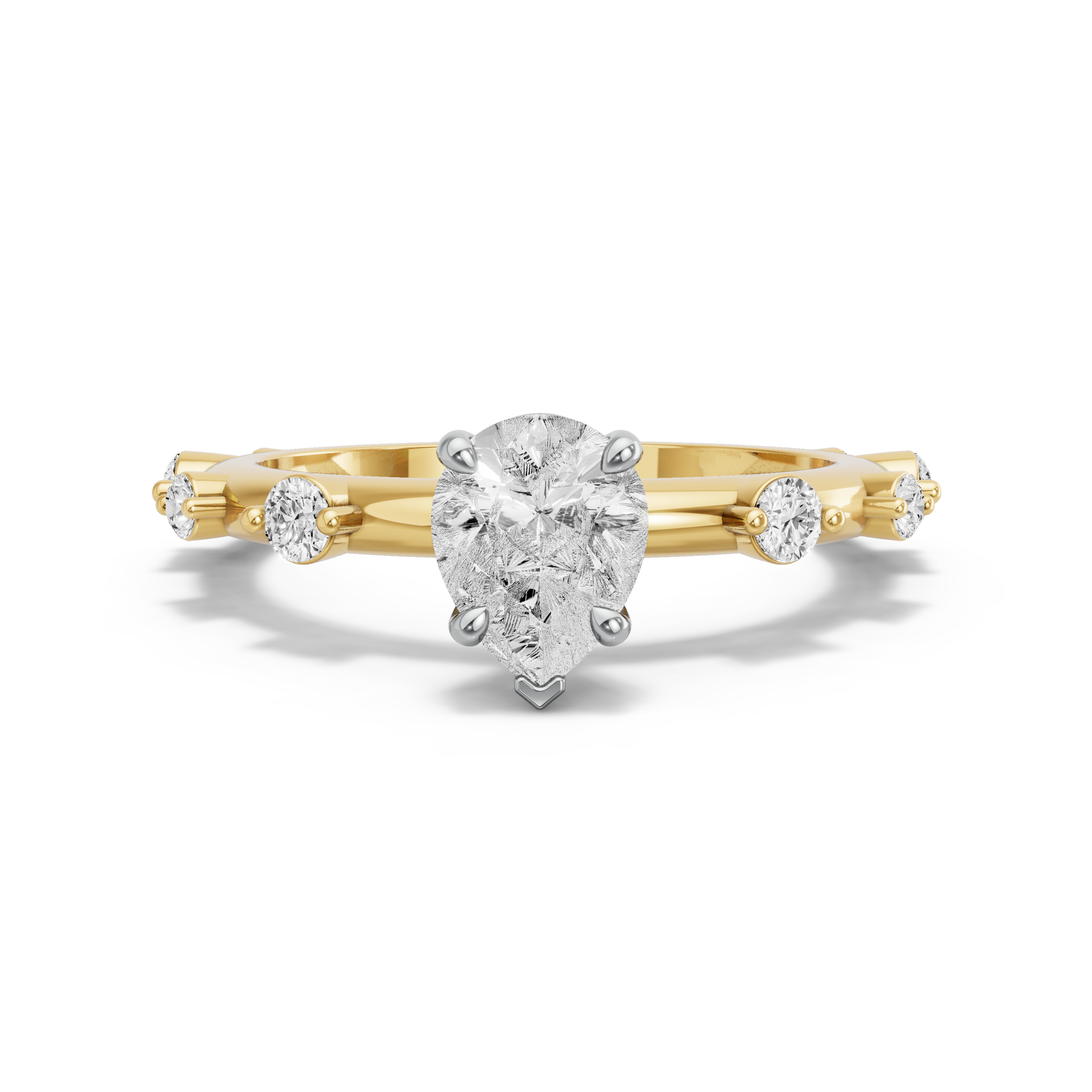 Image for Pear Six Prong diamond Ring with Floating Station band