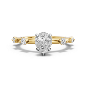 Image for Pear Six Prong diamond Ring with Floating Station band in 18K Two Tone Yellow Gold