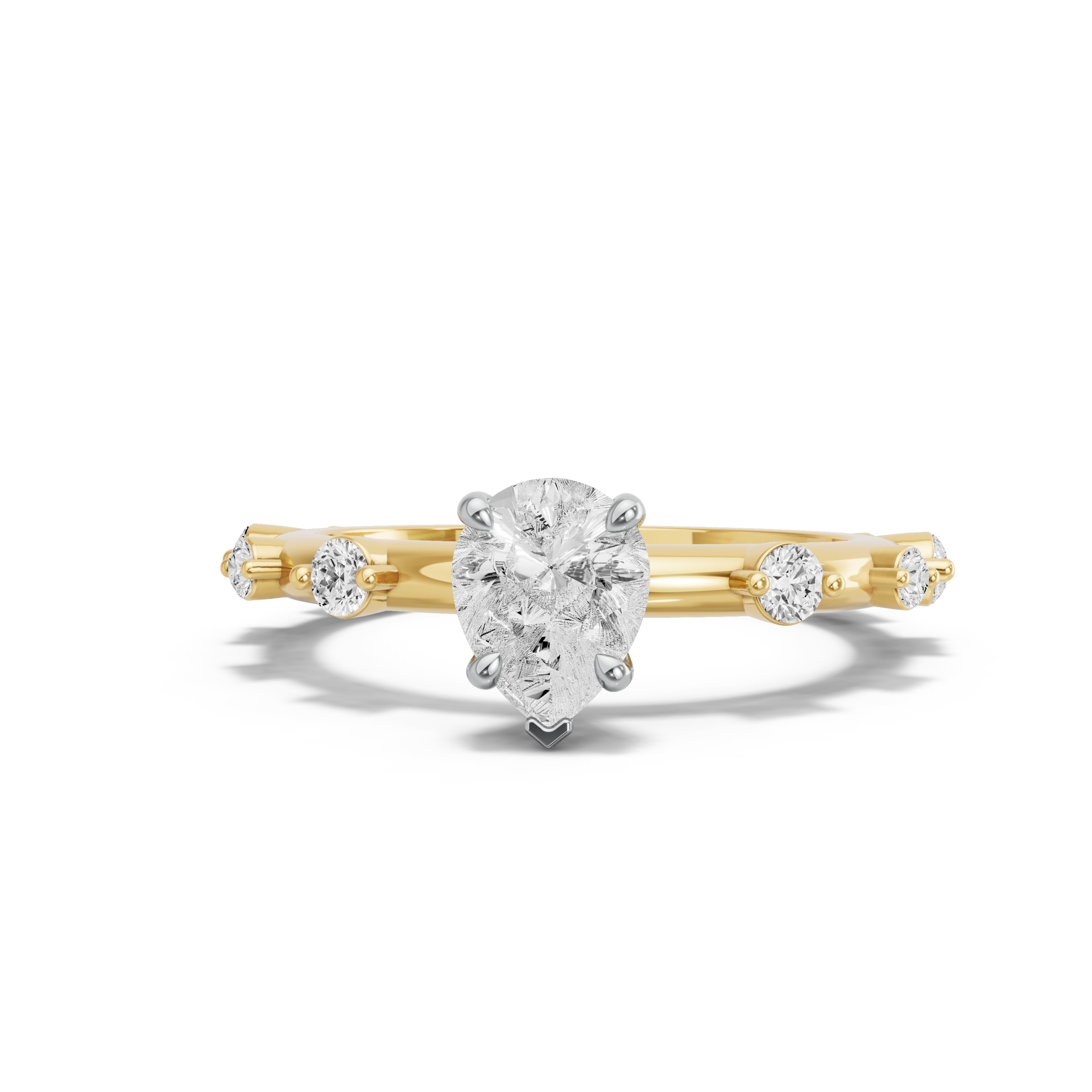 Image for pear-six-prong-diamond-ring-with-floating-station-band-in-14k-two-tone-yellow-gold