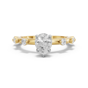 Image for Pear Six Prong diamond Ring with Floating Station band