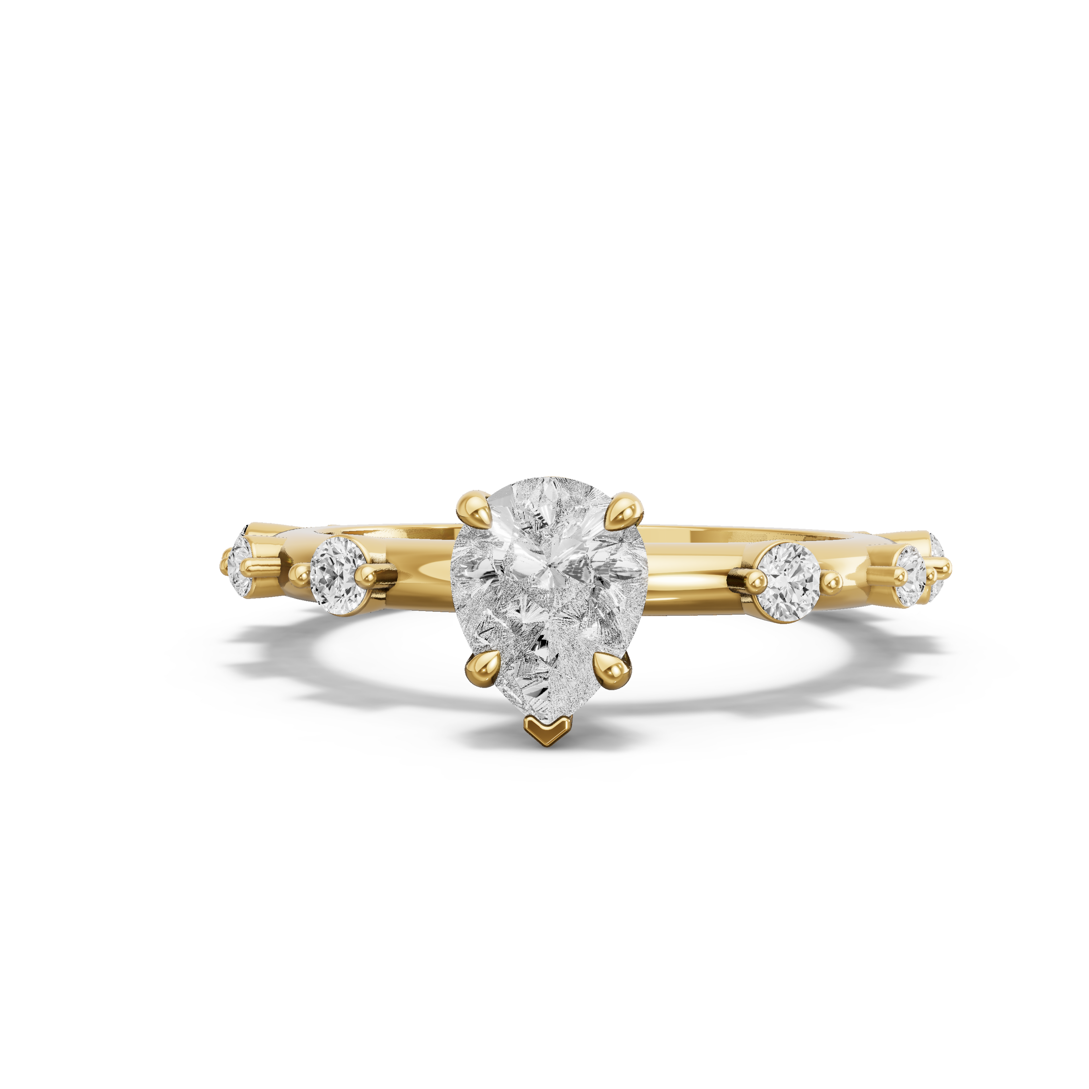 Image for pear-six-prong-diamond-ring-with-floating-station-band-in-14k-yellow-gold