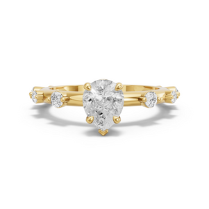 Image for Pear Six Prong diamond Ring with Floating Station band