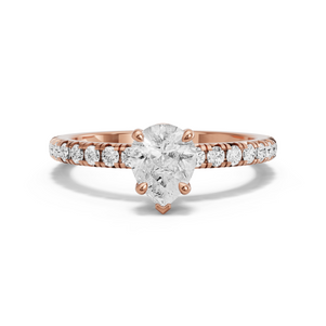 Image for Pear Six Prong diamond Ring with French Pave band