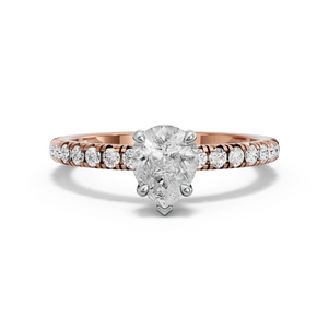 Image for Pear Six Prong diamond Ring with French Pave band