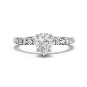 Image for Pear Six Prong diamond Ring with French Pave band in 950 Platinum