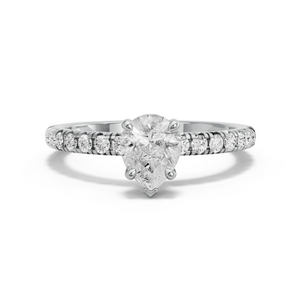 Image for Pear Six Prong diamond Ring with French Pave band