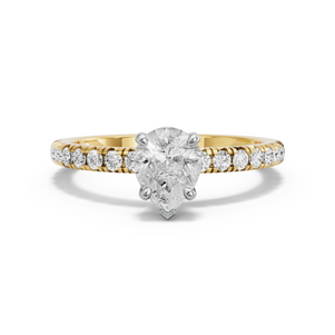 Image for Pear Six Prong diamond Ring with French Pave band