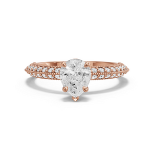 Image for Pear Six Prong diamond Ring with Knife Edge Pave band