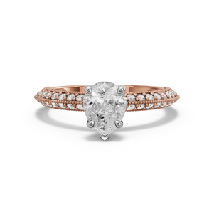 Image for Pear Six Prong diamond Ring with Knife Edge Pave band