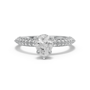 Image for Pear Six Prong diamond Ring with Knife Edge Pave band