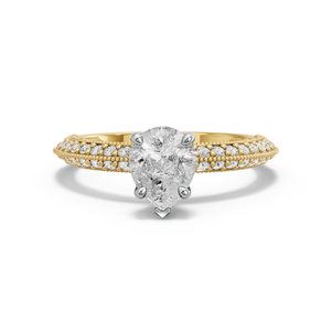 Image for Pear Six Prong diamond Ring with Knife Edge Pave band