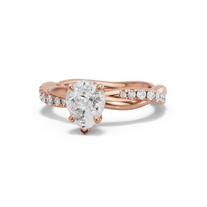 Image for Pear Six Prong diamond Ring with Rope Pave band