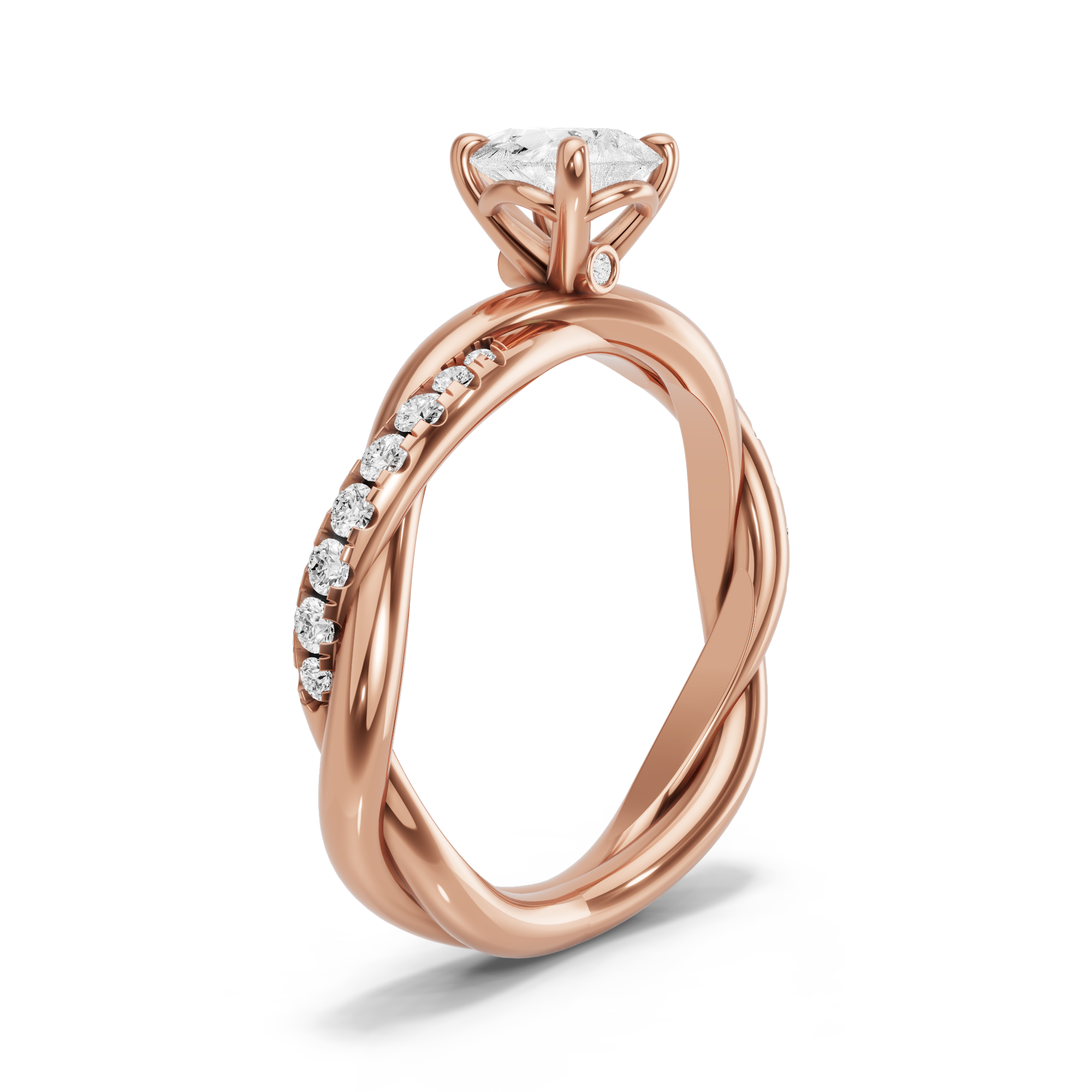 Image for Pear Six Prong diamond Ring with Rope Pave band