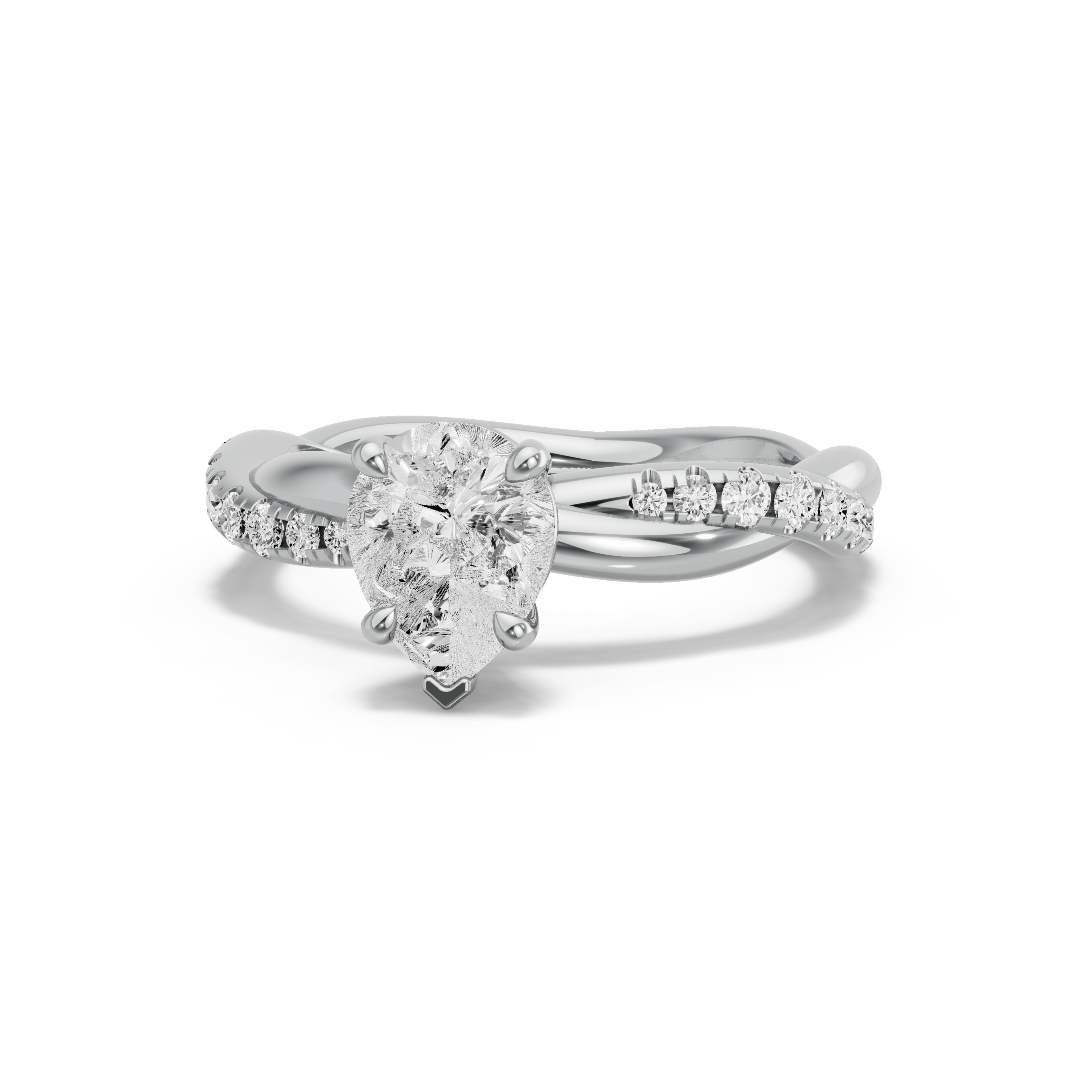 Image for Pear Six Prong diamond Ring with Rope Pave band