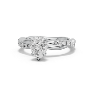 Image for Pear Six Prong diamond Ring with Rope Pave band