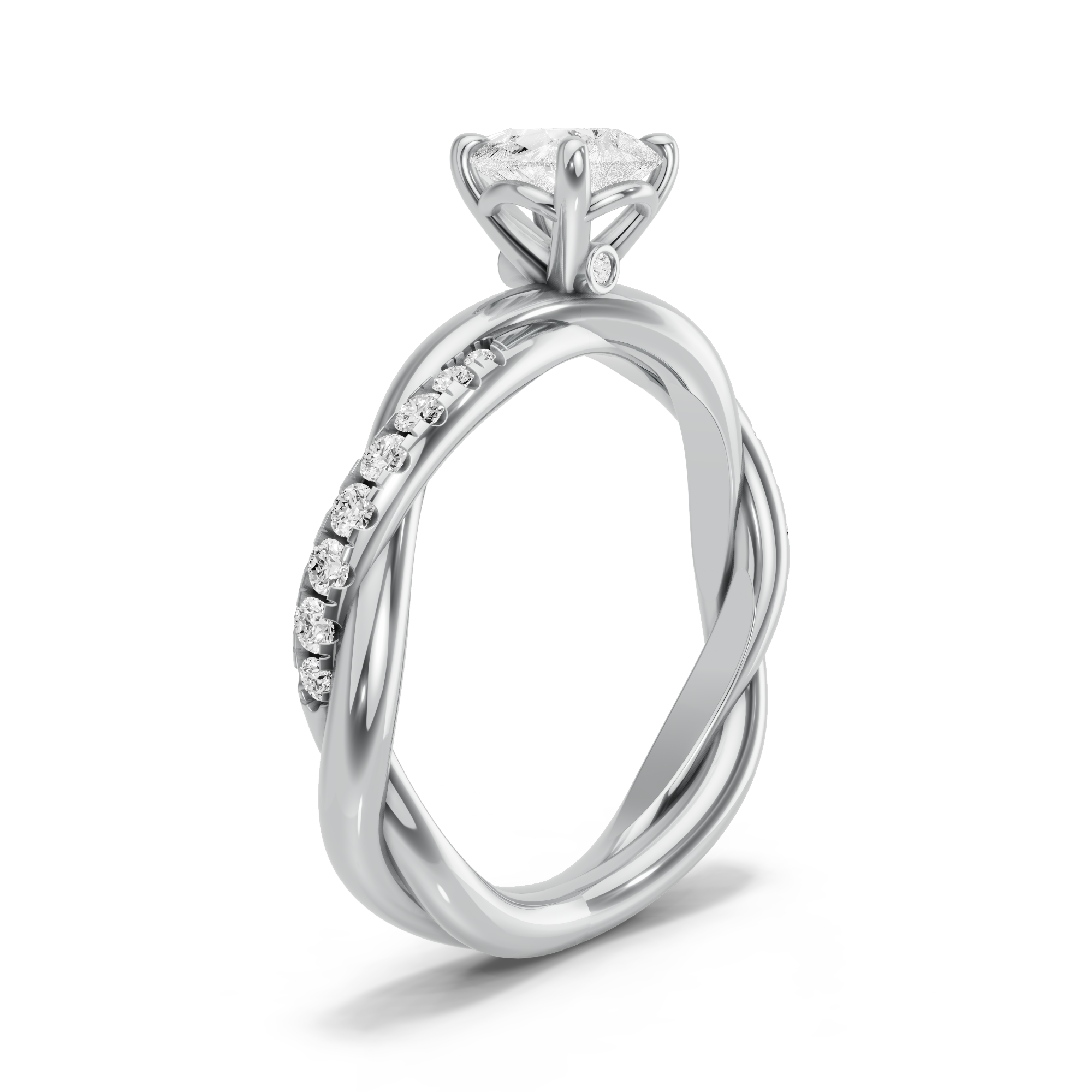 Image for Pear Six Prong diamond Ring with Rope Pave band