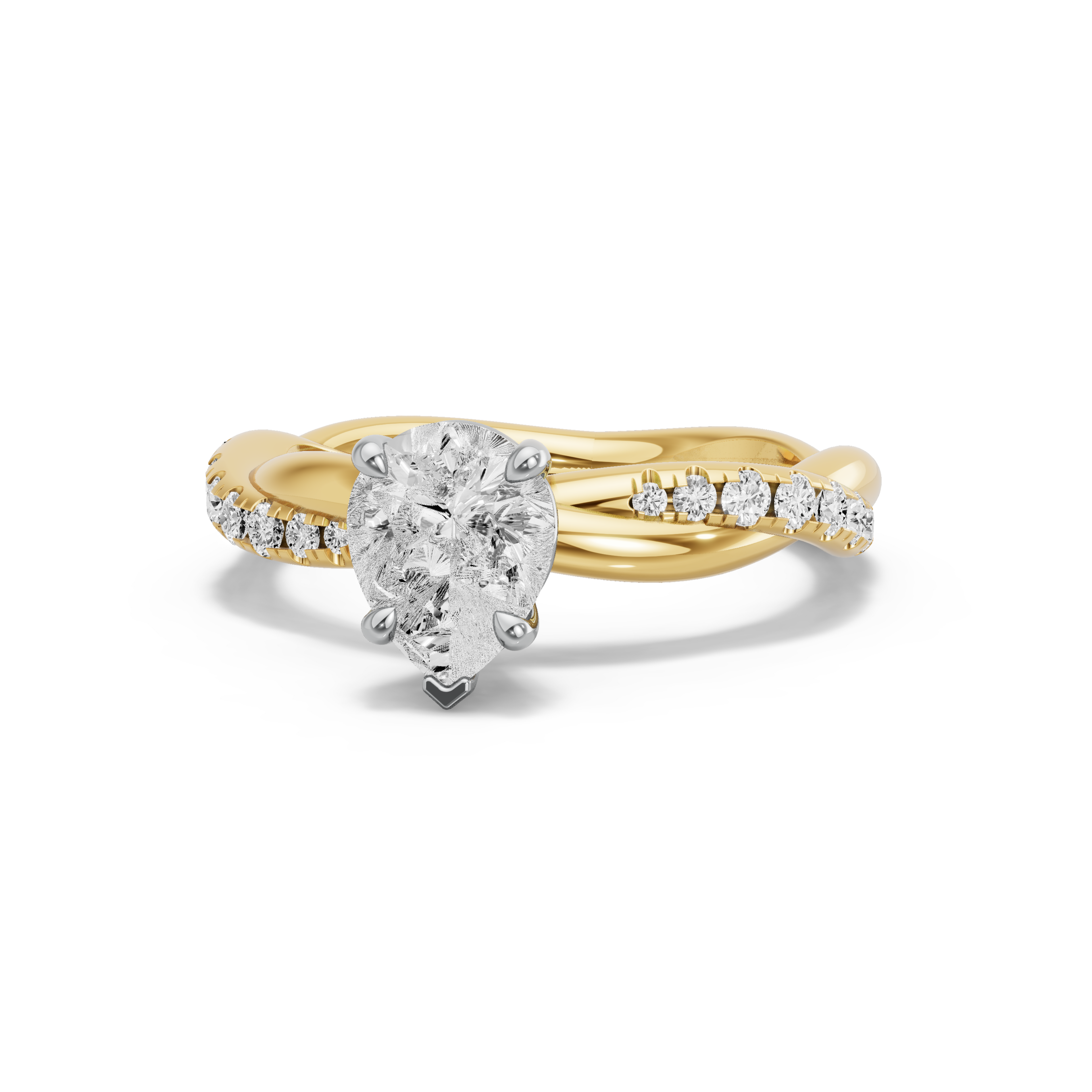 Image for Pear Six Prong diamond Ring with Rope Pave band