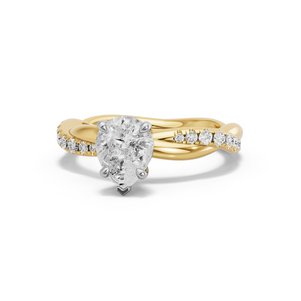 Image for Pear Six Prong diamond Ring with Rope Pave band