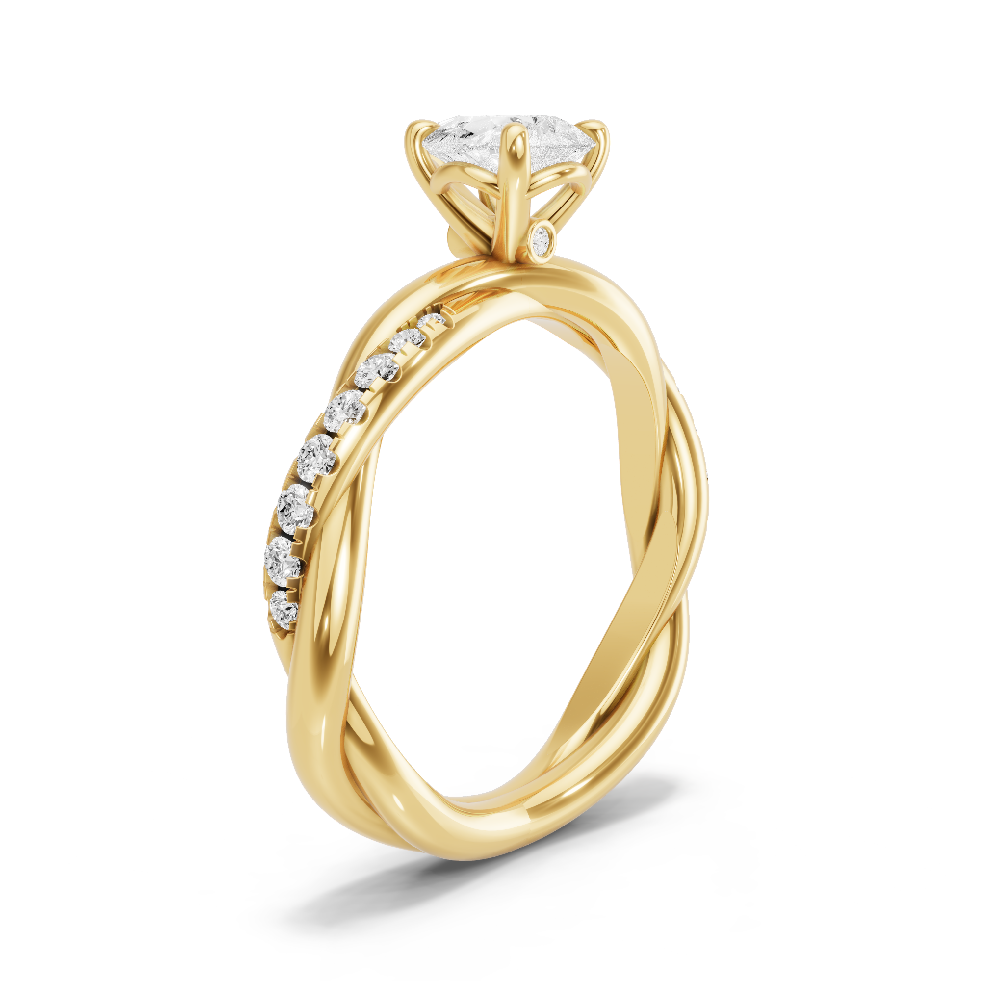 Image for Pear Six Prong diamond Ring with Rope Pave band