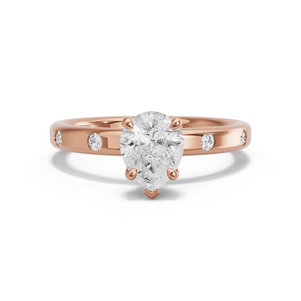 Image for Pear Six Prong diamond Ring with Sleek Accent band