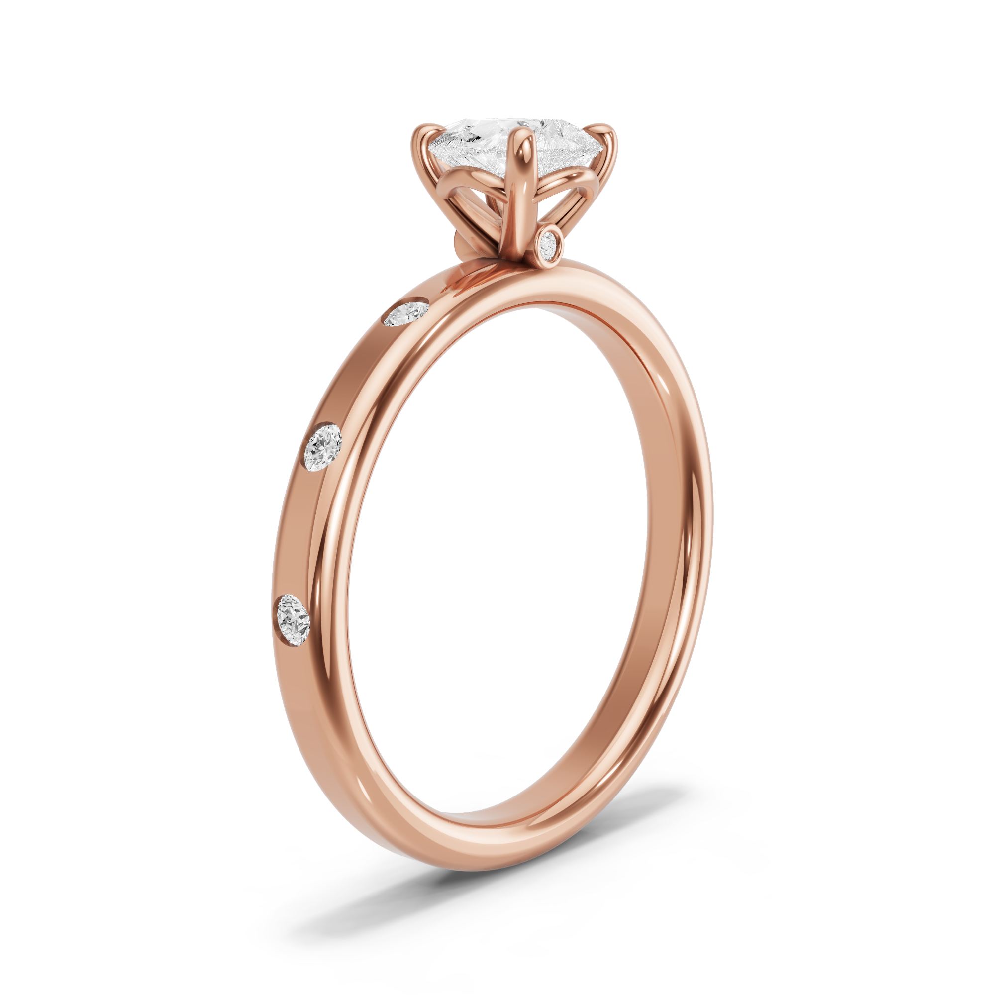 Image for Pear Six Prong diamond Ring with Sleek Accent band