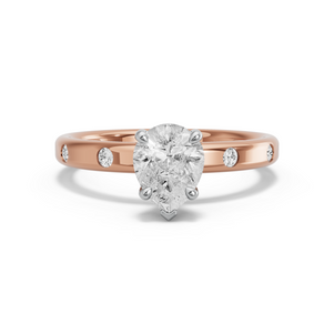 Image for Pear Six Prong diamond Ring with Sleek Accent band