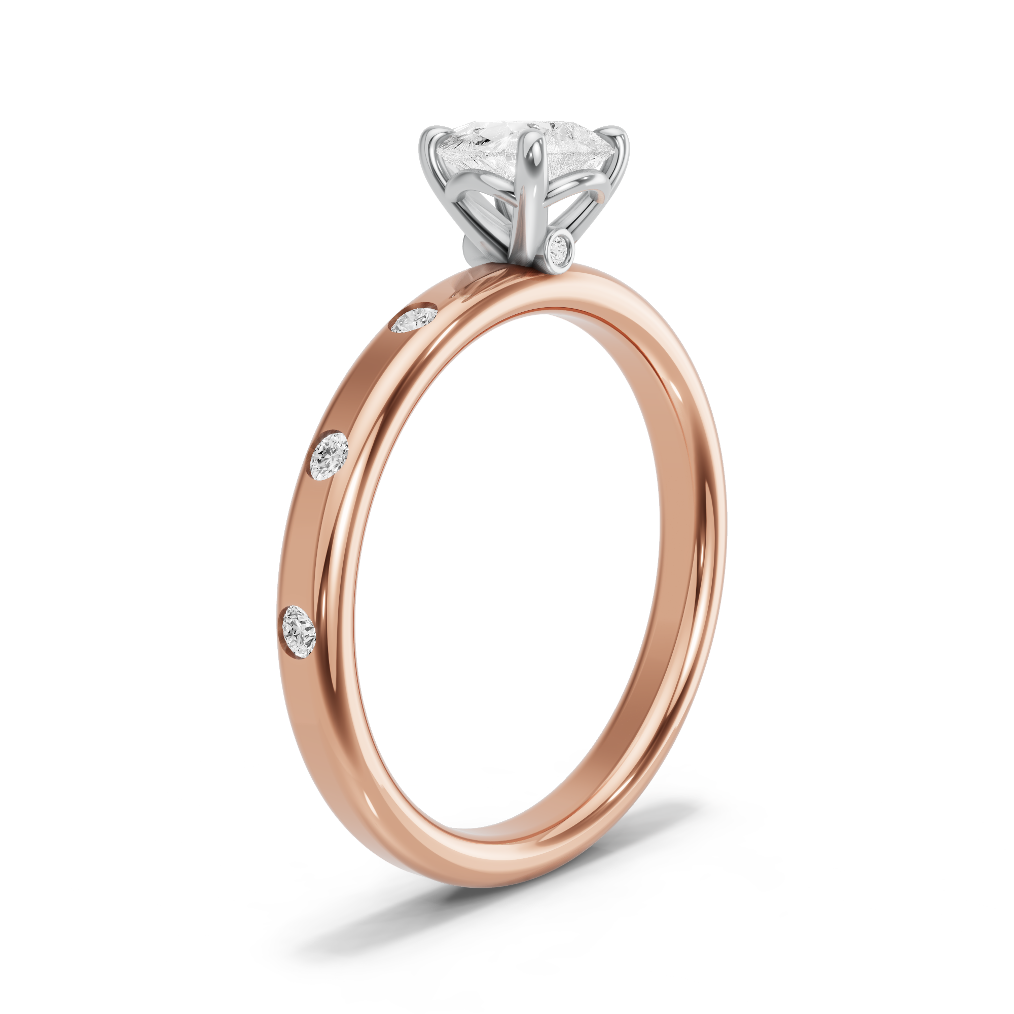 Image for Pear Six Prong diamond Ring with Sleek Accent band