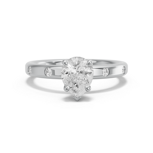 Image for Pear Six Prong diamond Ring with Sleek Accent band