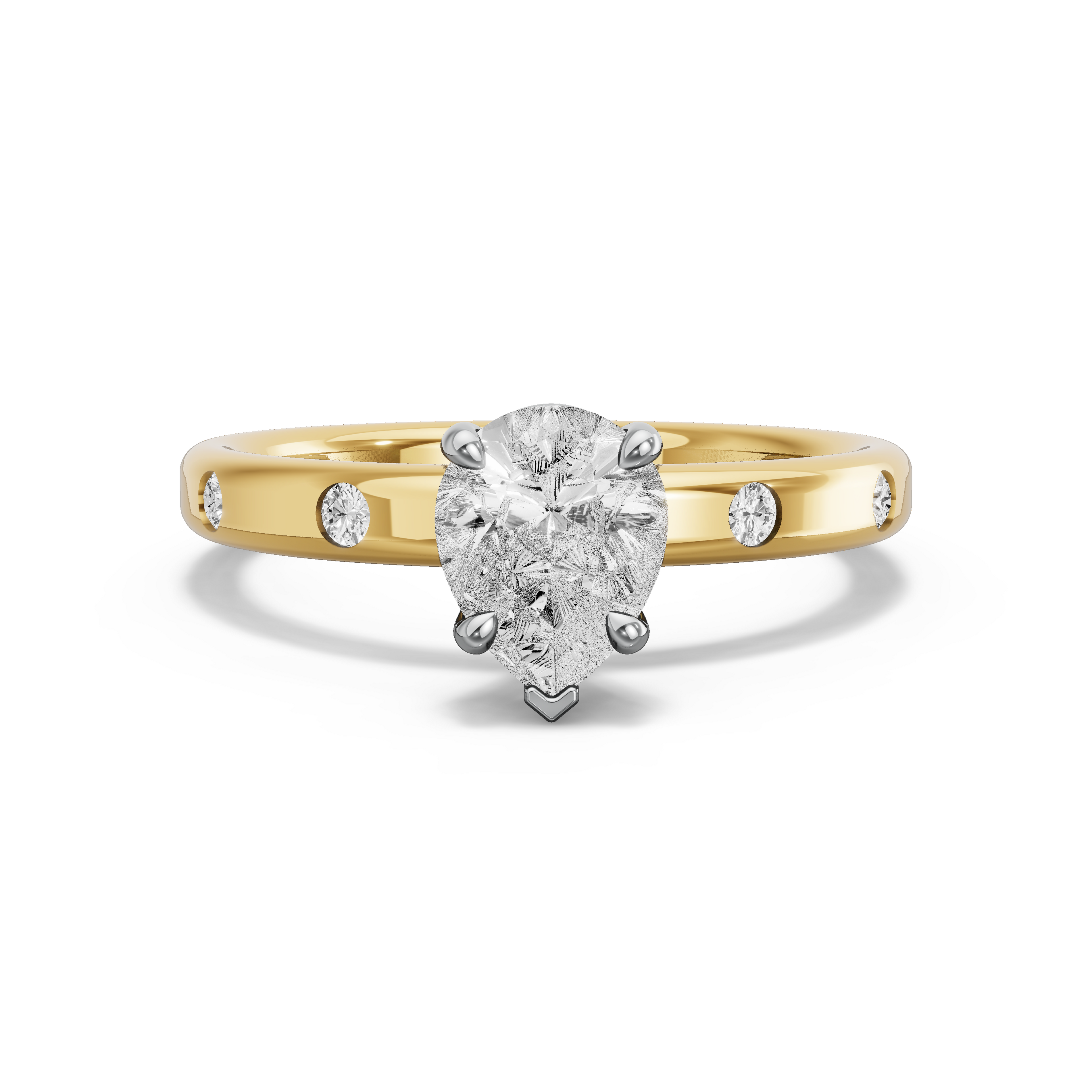 Image for Pear Six Prong diamond Ring with Sleek Accent band