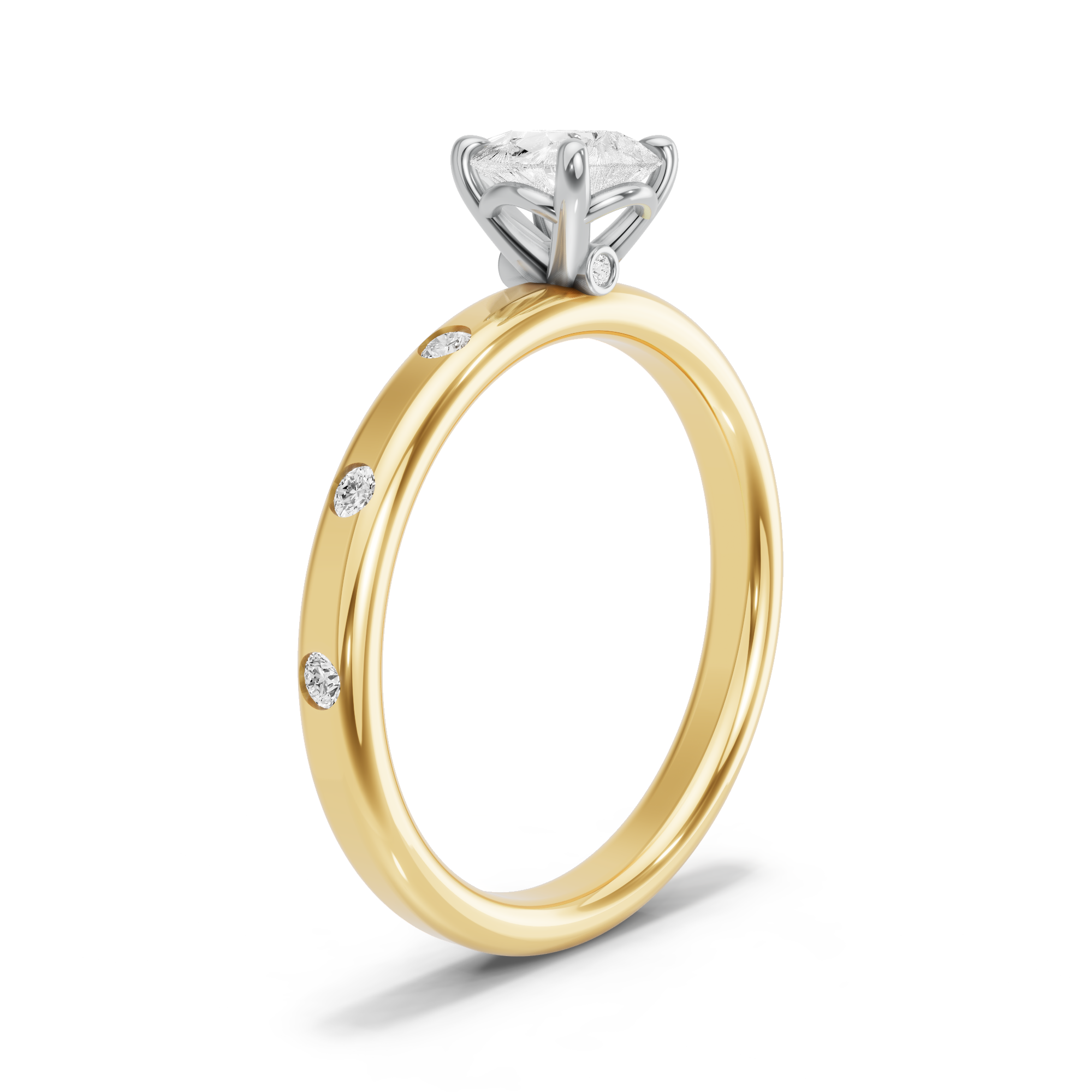 Image for Pear Six Prong diamond Ring with Sleek Accent band