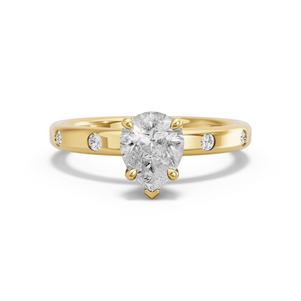 Image for Pear Six Prong diamond Ring with Sleek Accent band