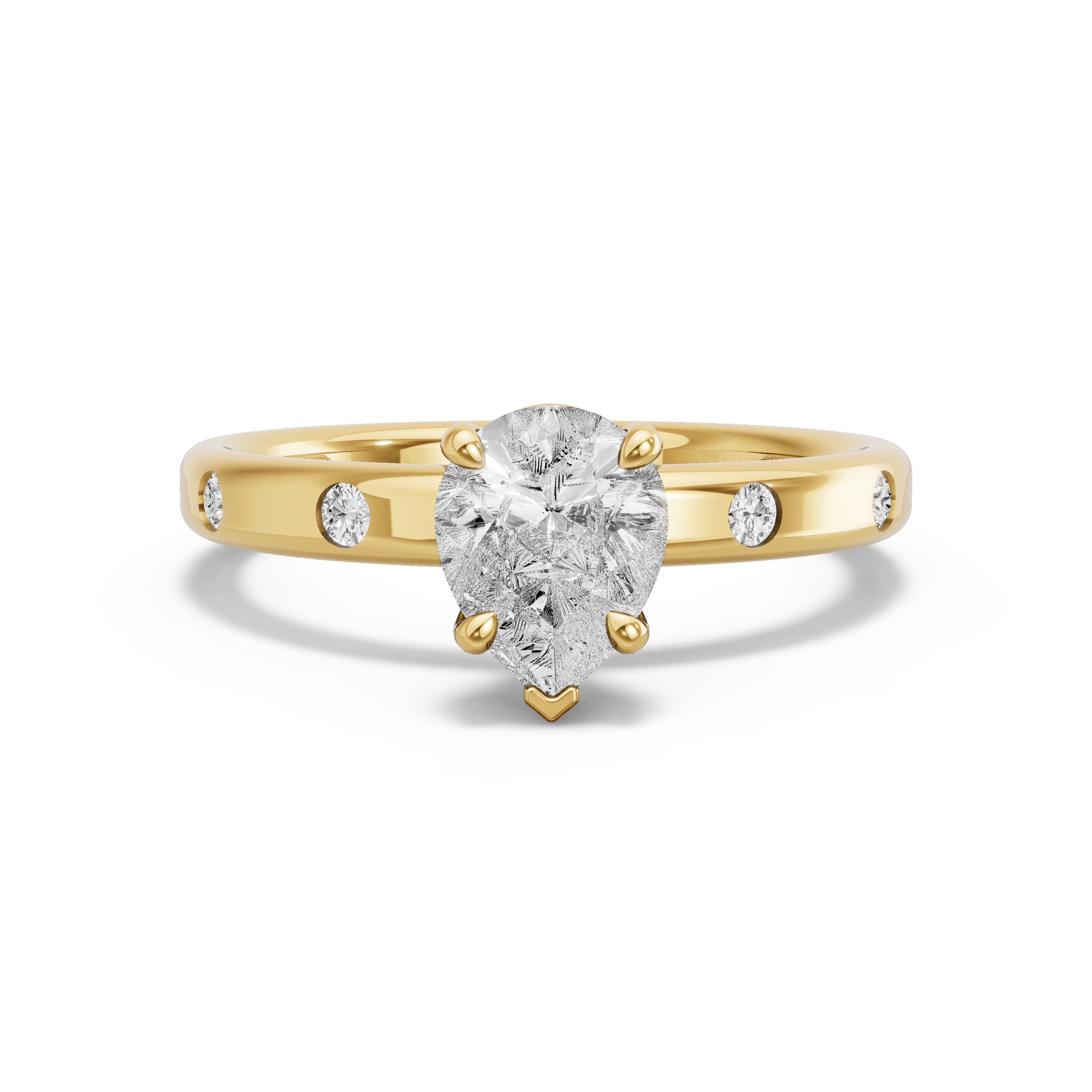 Image for Pear Six Prong diamond Ring with Sleek Accent band