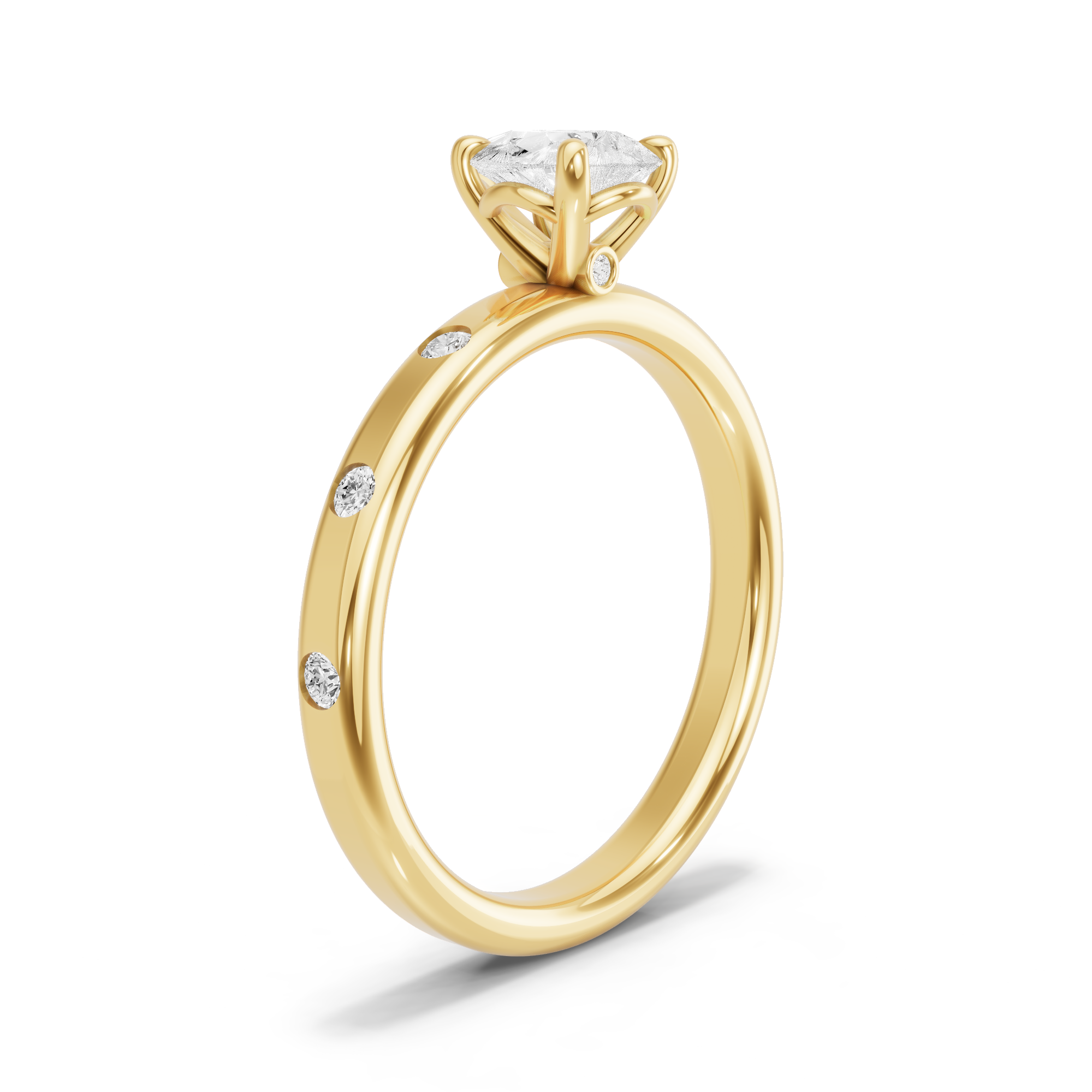 Image for Pear Six Prong diamond Ring with Sleek Accent band