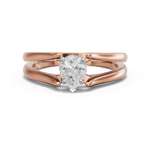 Image for Pear Six Prong diamond Ring with Split Ring Solitaire band