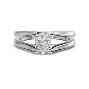 Image for Pear Six Prong diamond Ring with Split Ring Solitaire band