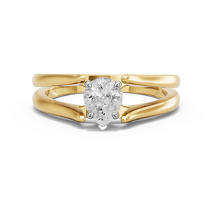 Image for Pear Six Prong diamond Ring with Split Ring Solitaire band