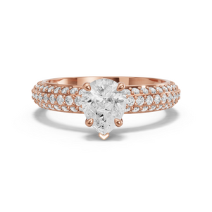Image for Pear Six Prong diamond Ring with Triple Row Pave band