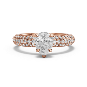 Image for Pear Six Prong diamond Ring with Triple Row Pave band in 18K Rose Gold