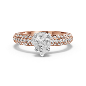 Image for Pear Six Prong diamond Ring with Triple Row Pave band