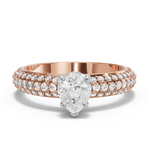 Image for Pear Six Prong diamond Ring with Triple Row Pave band