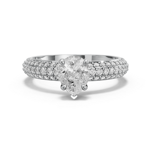Image for Pear Six Prong diamond Ring with Triple Row Pave band