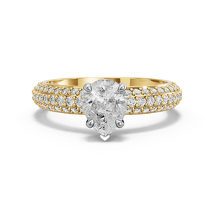 Image for Pear Six Prong diamond Ring with Triple Row Pave band