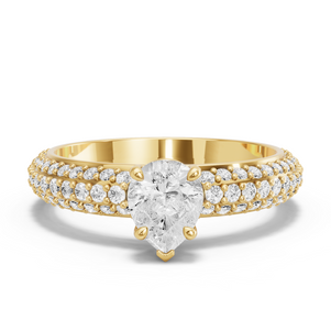 Image for Pear Six Prong diamond Ring with Triple Row Pave band
