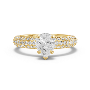 Image for Pear Six Prong diamond Ring with Triple Row Pave band in 18K Yellow Gold