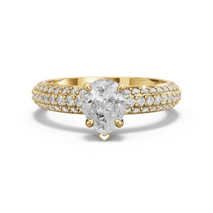 Image for Pear Six Prong diamond Ring with Triple Row Pave band