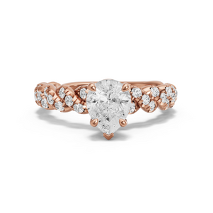 Image for Pear Six Prong diamond Ring with Twist Pave band
