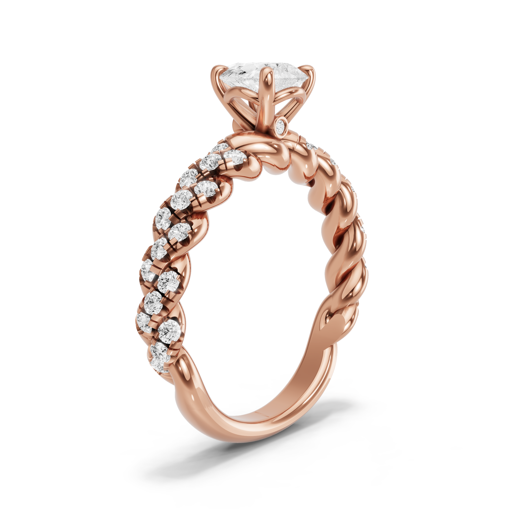 Image for Pear Six Prong diamond Ring with Twist Pave band
