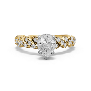 Image for Pear Six Prong diamond Ring with Twist Pave band