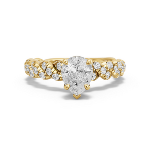 Image for Pear Six Prong diamond Ring with Twist Pave band